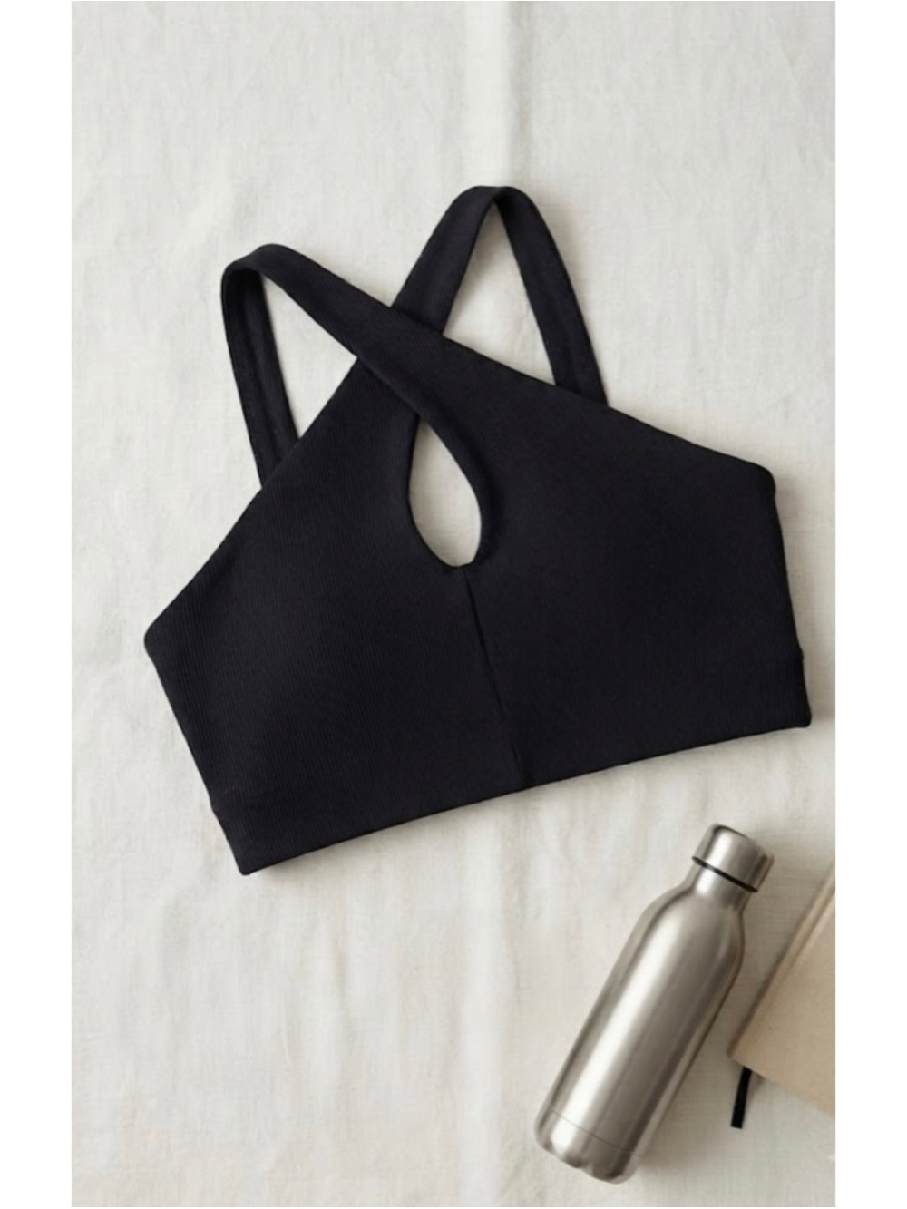 All In Motion Cross Front Ribbed Halter Strap Sports Bra - Picture 2 of 11